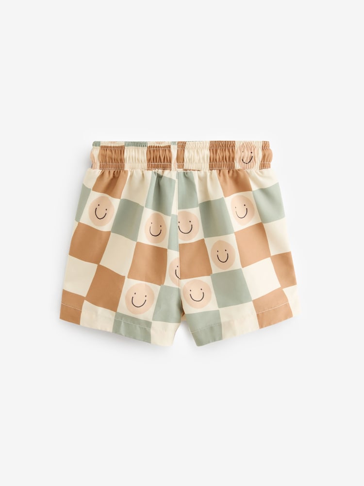 Neutral Checkerboard Printed Swim Shorts (3mths-7yrs) - Image 2 of 3