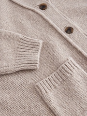 Neutral Wool Blend Yak Soft Touch Front Pocket Knitted Cardigan - Image 8 of 9