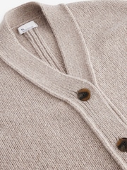 Neutral Wool Blend Yak Soft Touch Front Pocket Knitted Cardigan - Image 9 of 9