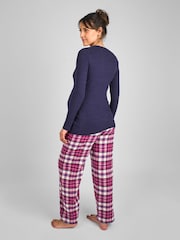 JoJo Maman Bébé Navy Blue Check Maternity And Nursing Pyjamas Set - Image 2 of 5