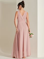 Jolie Moi Mauve Pink Pleated Bodice Chiffon Maxi Dress - Image 2 of 6
