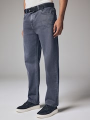 Steel Blue Straight Fit Belted Authentic Jeans - Image 1 of 12