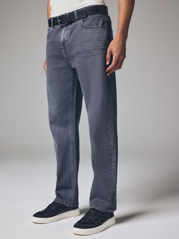 Steel Blue Straight Fit Belted Authentic Jeans - Image 1 of 12