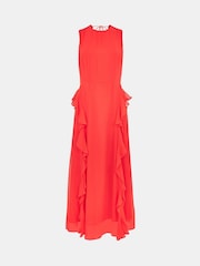 Whistles Red Nellie Frill Detail Midi Dress - Image 4 of 4