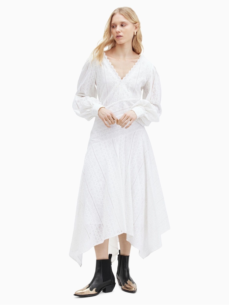 AllSaints White Aviana Broderie Dress - Image 1 of 7