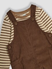JoJo Maman Bébé Brown 2-Piece Classic Cord Dungarees & Stripe Top Set - Image 12 of 12