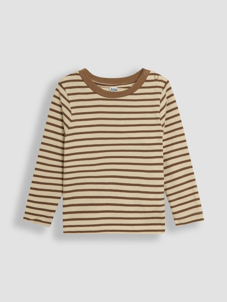 JoJo Maman Bébé Brown 2-Piece Classic Cord Dungarees & Stripe Top Set - Image 2 of 6