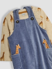 JoJo Maman Bébé Denim Giraffe Applique Velour Dungarees And Top Set - Image 5 of 5