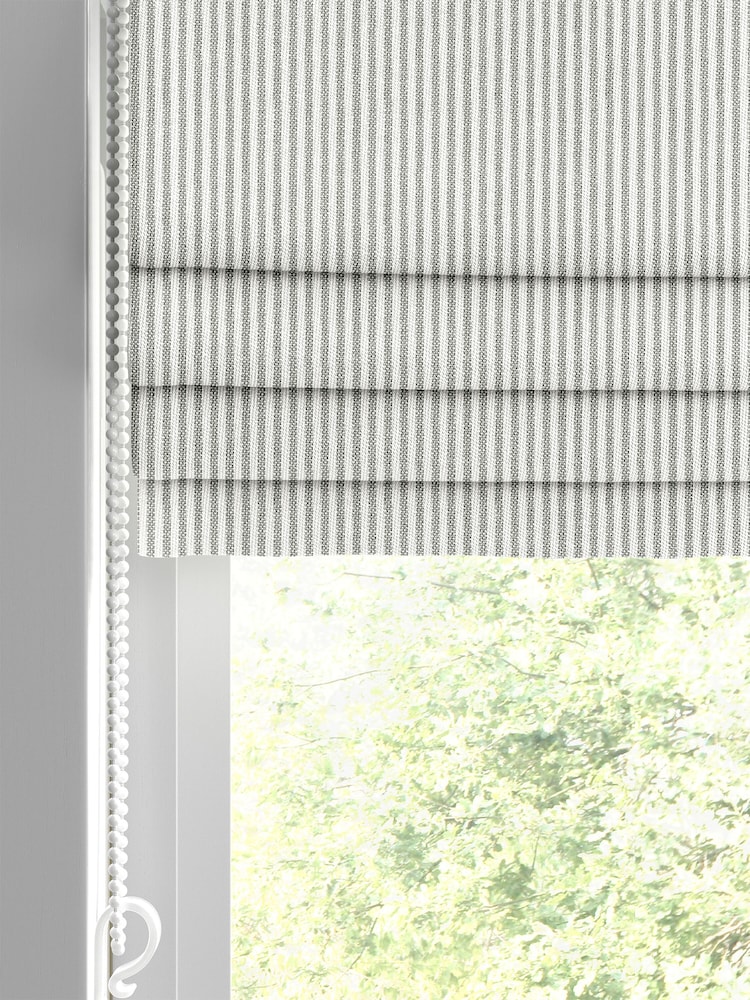 Sophie Allport Grey Stamford Stripe Made to Measure 100% Cotton Roman Blinds - Image 2 of 6