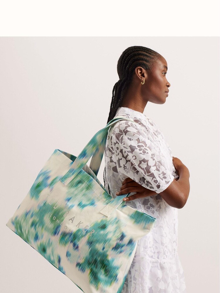 Ted Baker Cream Caitina Floral Beach Bag - Image 5 of 5