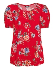 Yours Curve Red Floral Print Top - Image 5 of 5