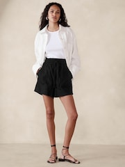 Banana Republic Black Hemp-Cotton Paperbag Shorts - Image 1 of 1