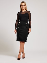 Yours Curve Black London Button Detail Midi Skirt - Image 2 of 5