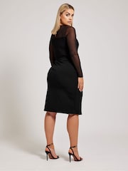 Yours Curve Black London Button Detail Midi Skirt - Image 3 of 5