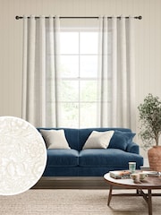 William Morris At Home Oat Poppy Sheer Made To Measure Curtains - Image 1 of 5