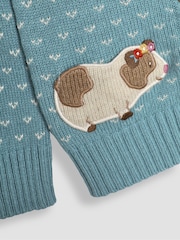 JoJo Maman Bébé Duck Egg Blue Guinea Pig Knit Fair Isle Cardigan - Image 3 of 3