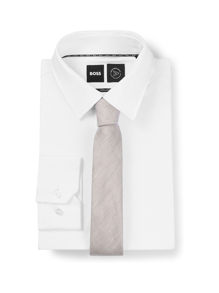 BOSS Natural Jacquard Tie In Cotton And Linen - Image 3 of 3 BOSS Natural Jacquard Tie In Cotton And Linen - Image 3 of 3