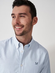 Crew Clothing Blue Slim Fit Stripe 100% Cotton Oxford Shirt - Image 4 of 5