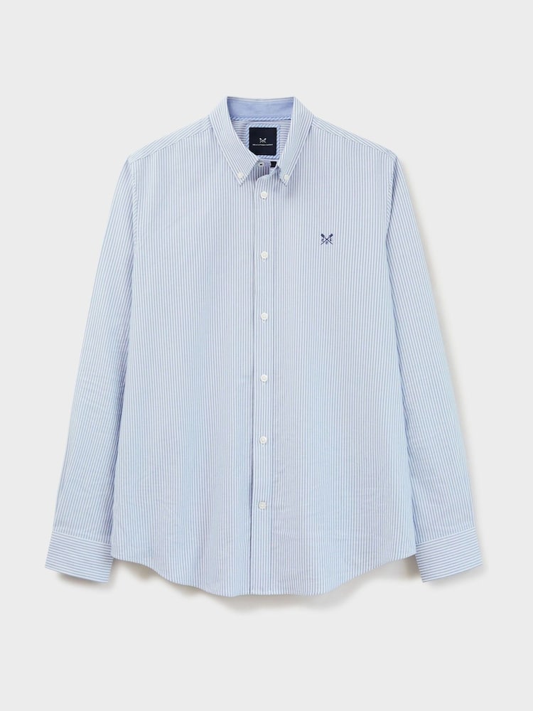 Crew Clothing Blue Slim Fit Stripe 100% Cotton Oxford Shirt - Image 5 of 5