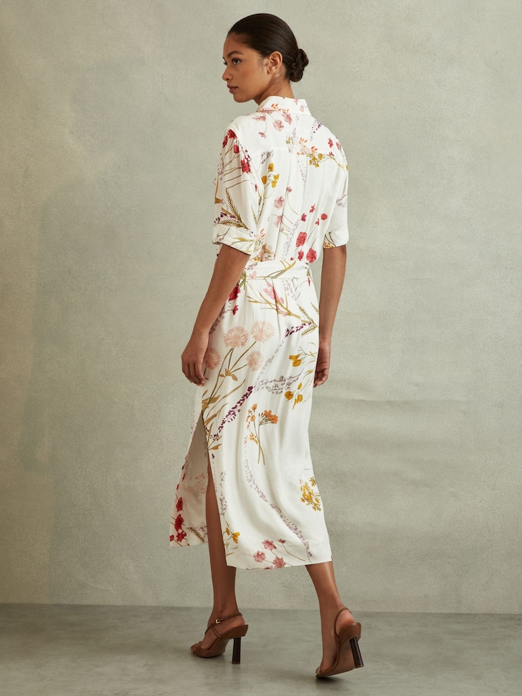 knee length dresses for ladies Raven Midi Dress in Eva Floral Cream main image 1