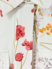 Reiss Ivory/Orange Faya Floral Print Belted Midi Dress - Image 5 of 5