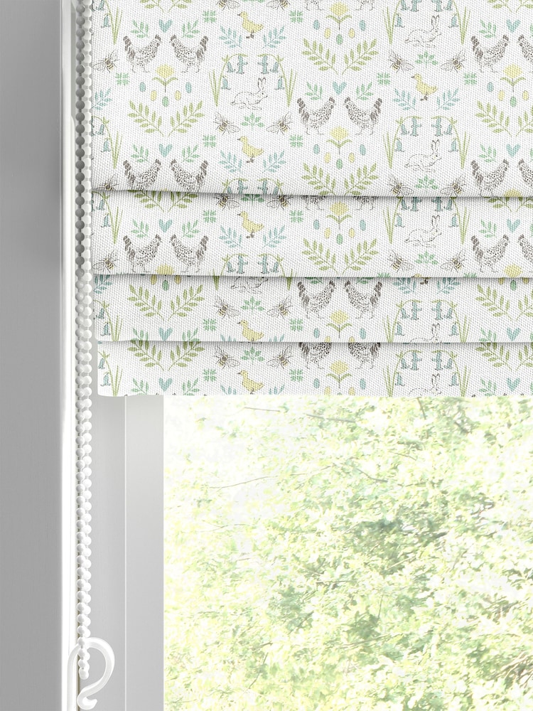 Sophie Allport White Spring Chick Made to Measure 100% Cotton Roman Blinds - Image 2 of 6