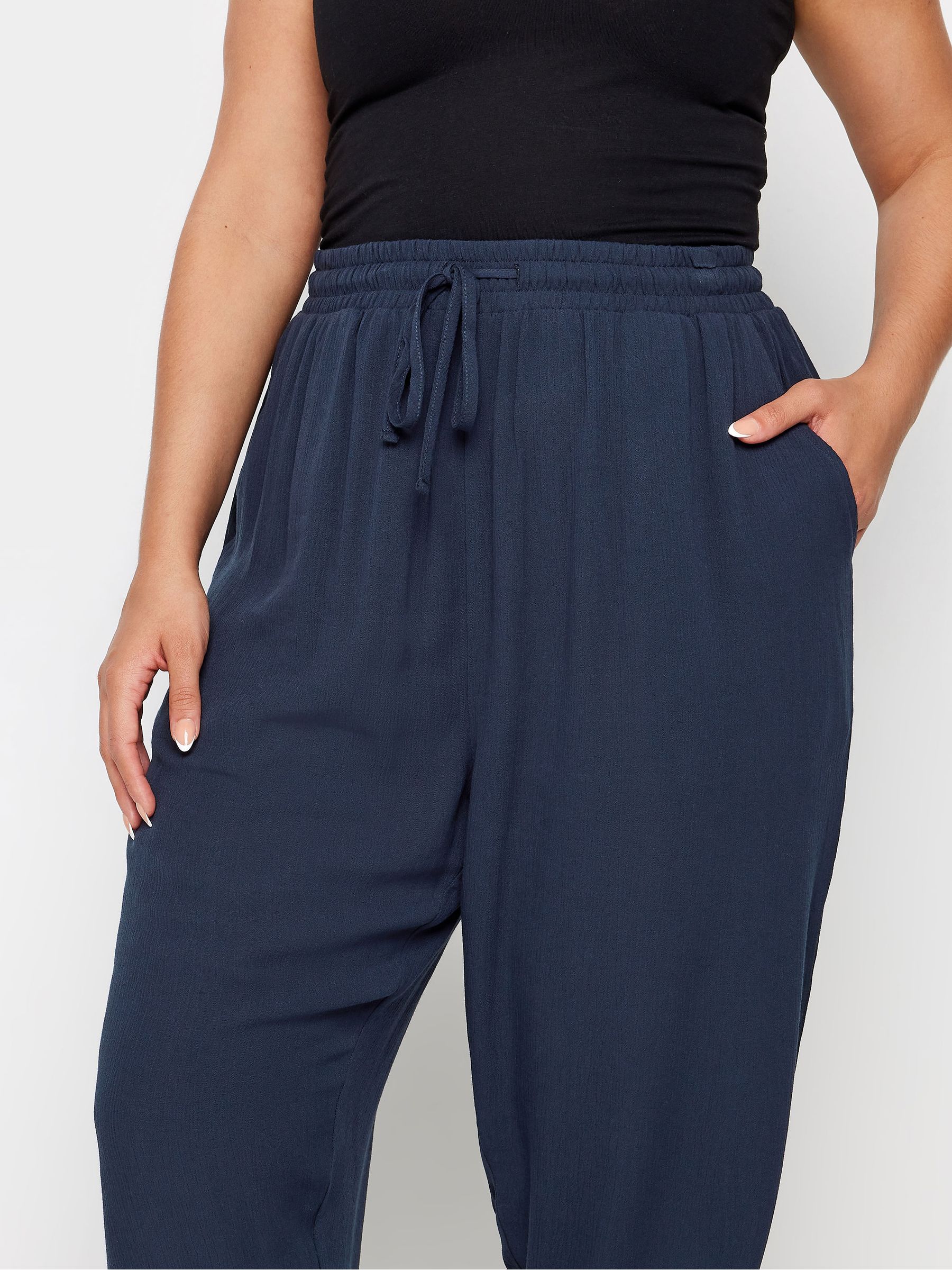 Plus size navy cropped trousers sale