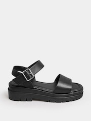 Yours Curve Black Extra Wide Fit Two Part Chunky Sandals In Wide E Fit & Extra Wide EEE Fit - Image 1 of 4