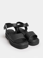 Yours Curve Black Extra Wide Fit Two Part Chunky Sandals In Wide E Fit & Extra Wide EEE Fit - Image 2 of 4