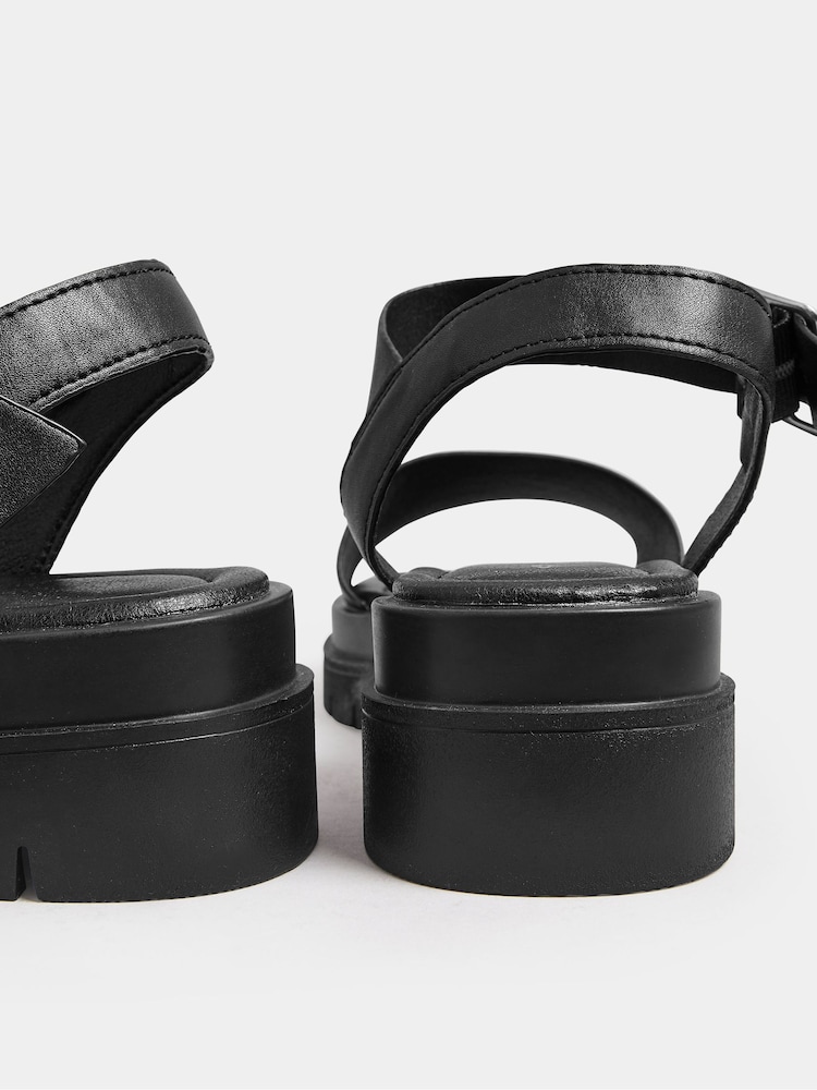 Yours Curve Black Extra Wide Fit Two Part Chunky Sandals In Wide E Fit & Extra Wide EEE Fit - Image 4 of 4