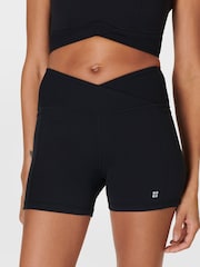 Sweaty Betty Black Super Soft Ultra-Lite Wrap Yoga Shorts - Image 1 of 7