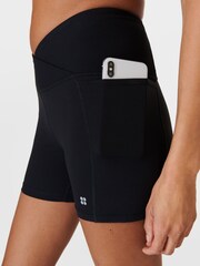 Sweaty Betty Black Super Soft Ultra-Lite Wrap Yoga Shorts - Image 3 of 7