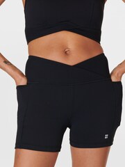 Sweaty Betty Black Super Soft Ultra-Lite Wrap Yoga Shorts - Image 4 of 7