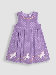 JoJo Maman Bébé Lilac Purple Unicorn Applique Cord Dress - Image 1 of 4