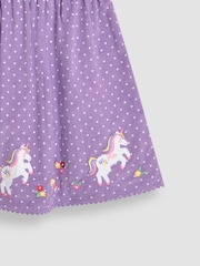 JoJo Maman Bébé Lilac Purple Unicorn Applique Cord Dress - Image 4 of 4