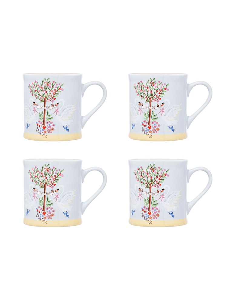 Cath Kidston Blue Oh My Heart Mugs Set Of 4 - Image 2 of 3