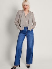 Monsoon Brown/White Stripe Sasha Satin Blouse - Image 2 of 4