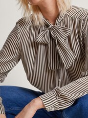 Monsoon Brown/White Stripe Sasha Satin Blouse - Image 3 of 4