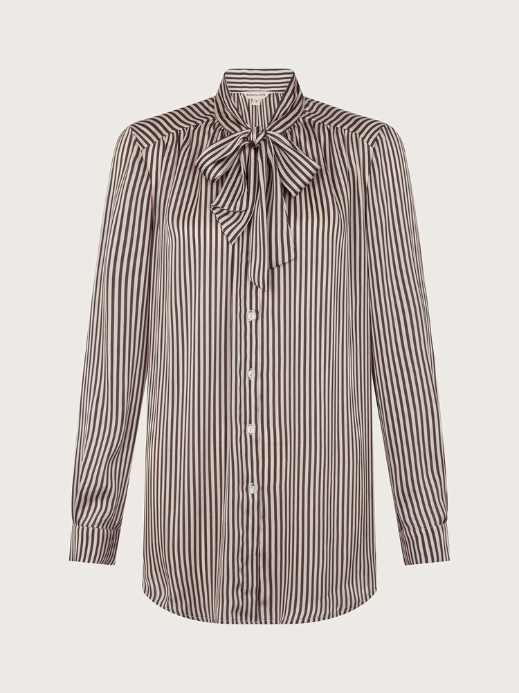 Monsoon Brown/White Stripe Sasha Satin Blouse - Image 4 of 4