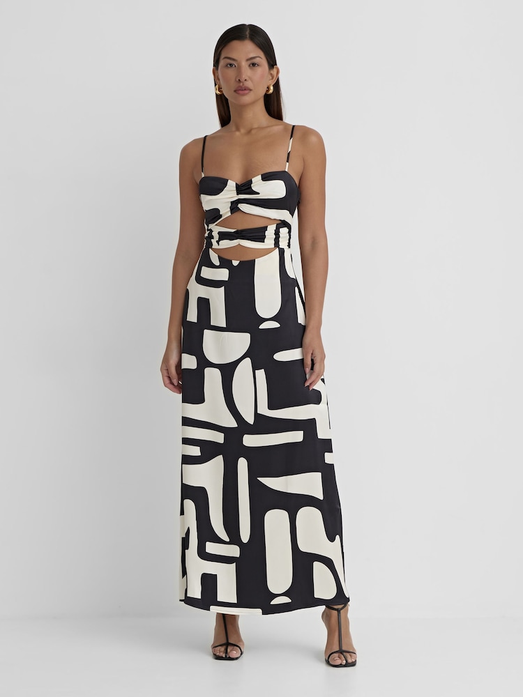 4th & Reckless Black Debora Abstract Midaxi Dress - Image 1 of 5