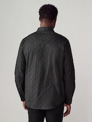 Armani Exchange Mono Logo Jacquard Black 100% Cotton Shirt - Image 2 of 9