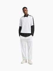 Armani Exchange Mono Logo Jacquard Black 100% Cotton Shirt - Image 6 of 9