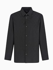 Armani Exchange Mono Logo Jacquard Black 100% Cotton Shirt - Image 8 of 9