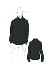 Armani Exchange Mono Logo Jacquard Black 100% Cotton Shirt - Image 9 of 9