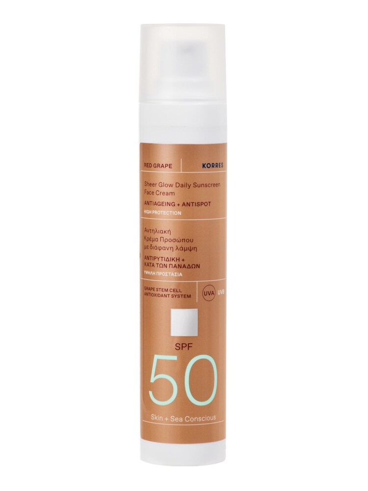 Korres Red Grape Illuminating Sun Cream Face Moisturiser SPF50 50ML - Image 1 of 4
