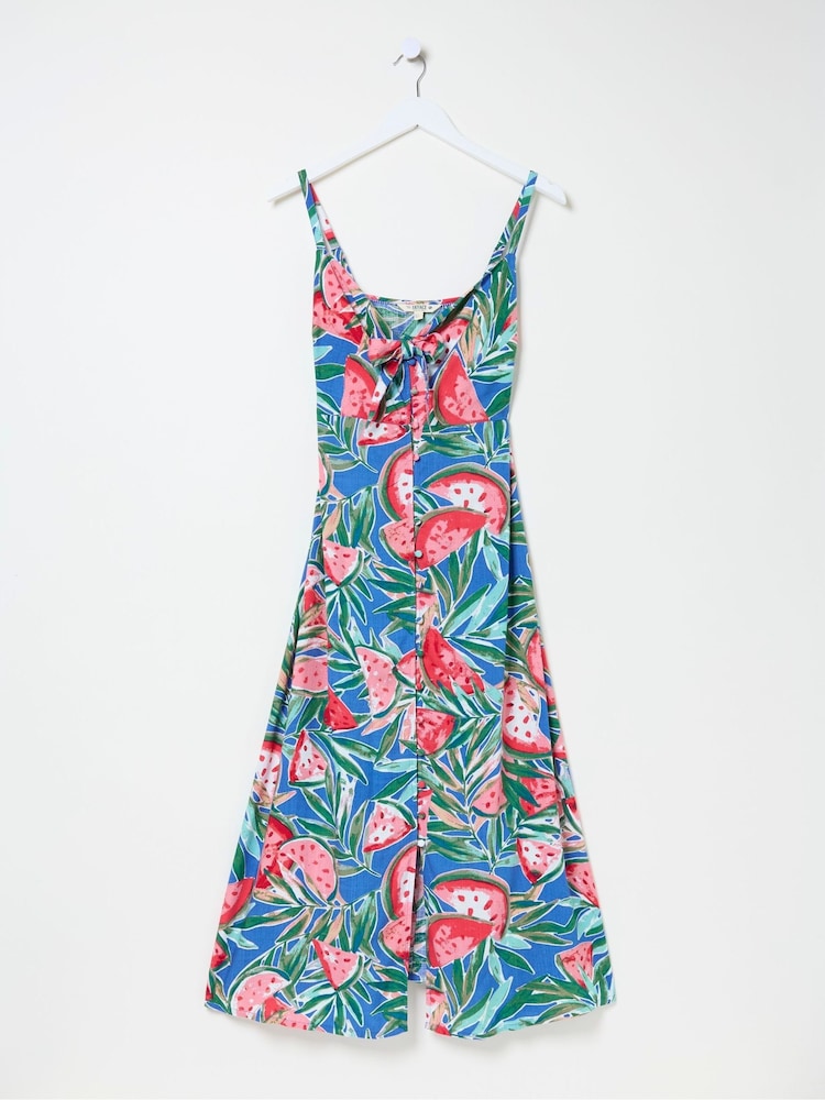 FatFace Phoebe Blue Watermelons Midi Dress - Image 5 of 5
