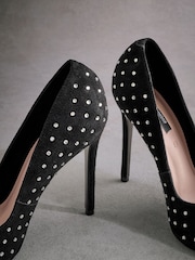 Black Tabitha Simmons Lola Leather Studded Point Heels - Image 11 of 14