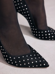 Black Tabitha Simmons Lola Leather Studded Point Heels - Image 6 of 14