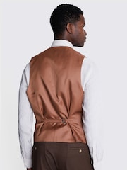 MOSS Copper Brown Tailored Fit Flannel Waistcoat - Image 2 of 3