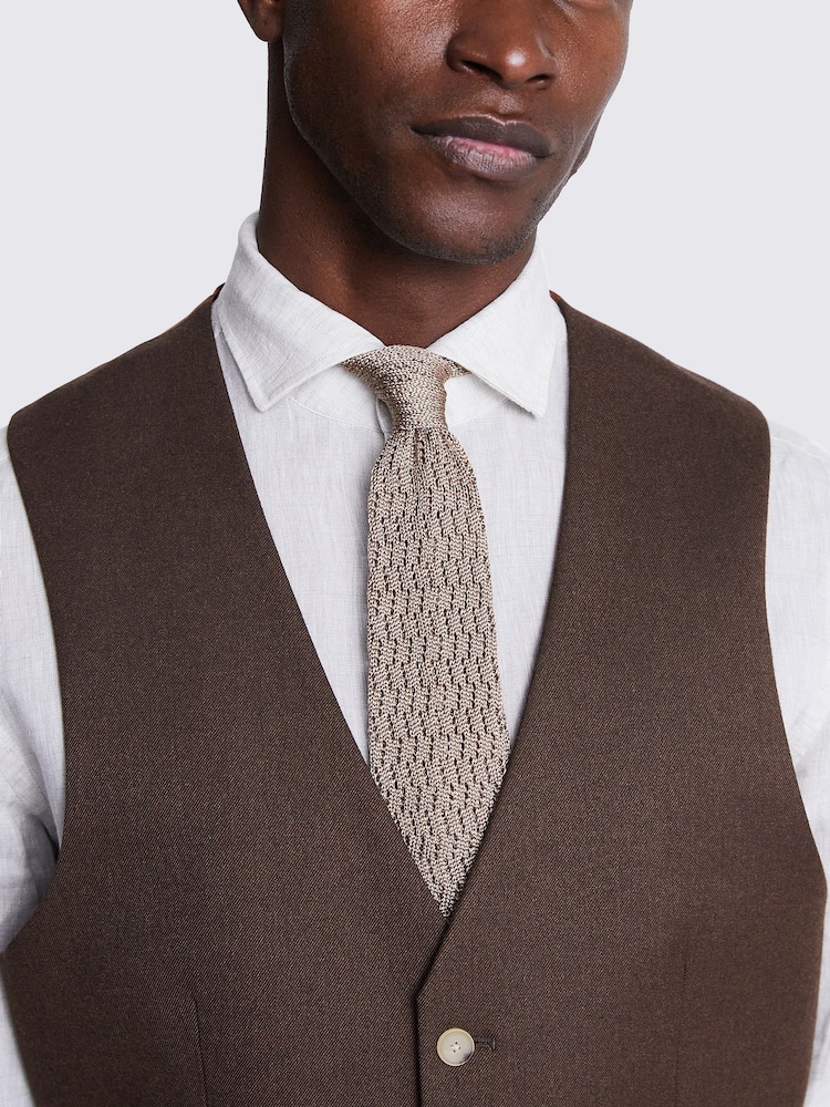 MOSS Copper Brown Tailored Fit Flannel Waistcoat - Image 3 of 3